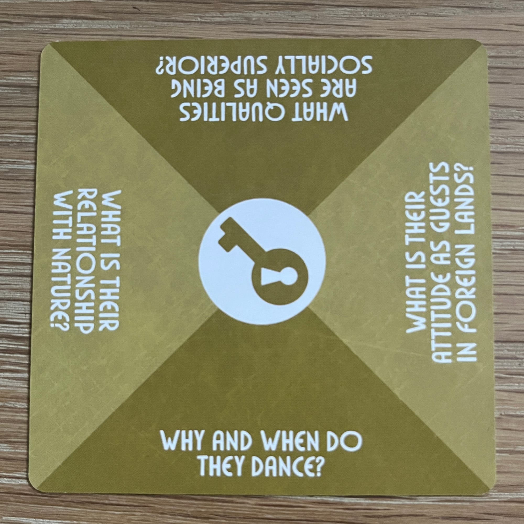 a cultural keyhole draw with four prompts. 1. Why and when do they dance? 2. What is their attitude as guests in foreign lands? 3. What qualities are seen as being socially superior? 4. What is their relationship with nature?